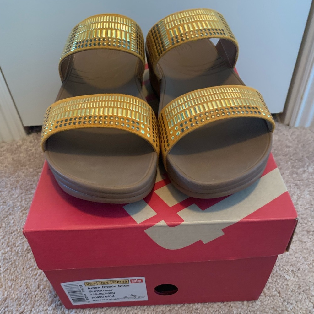 FitFlop Aztec Chanda Slide- Sunflower- Like New condition!